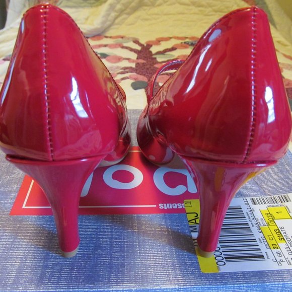 Pop Red Patent Heels Mary Jane Pumps w Bow - Picture 5 of 15